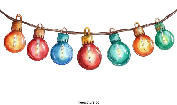 [Transparent Background PNG]Watercolor Christmas Fairy Lights