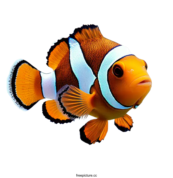 [Transparent Background PNG]Close-up of a Vibrant Clownfish against White Background