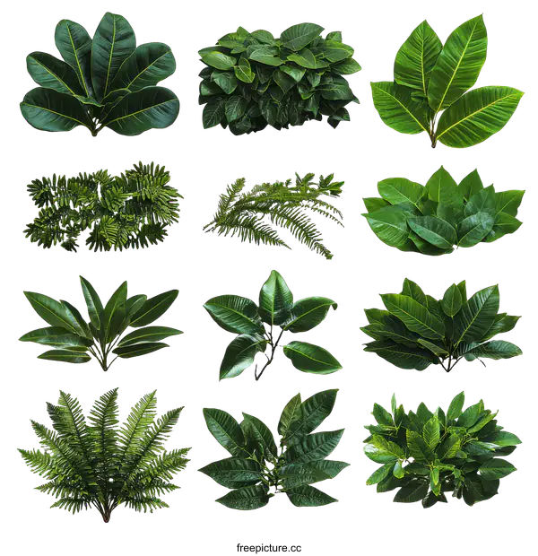 [Transparent Background PNG]Collection of Tropical Leaves and Foliage