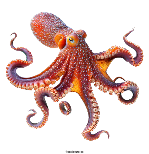 [Transparent Background PNG]Red Octopus on White Background