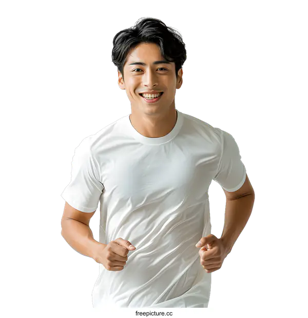 [Transparent Background PNG]Asian man running
