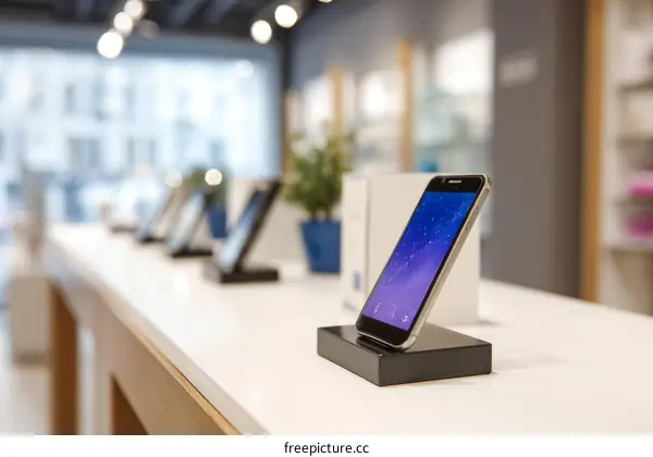 Mobile Phones Displayed in a Retail Store