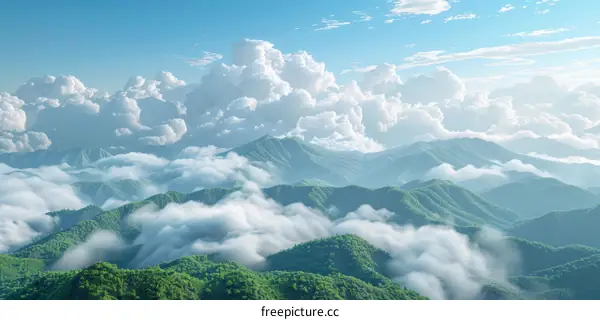 Stunning Mountain Peaks Piercing Through Clouds