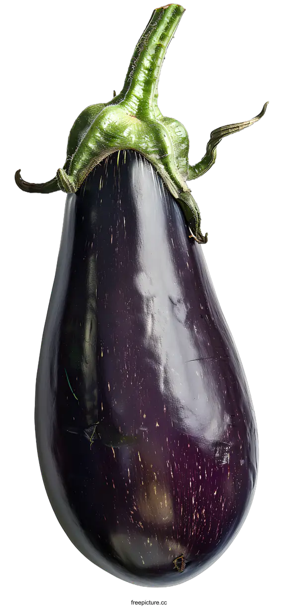 [Transparent Background PNG]Fresh Single Purple Eggplant Isolated On White Background