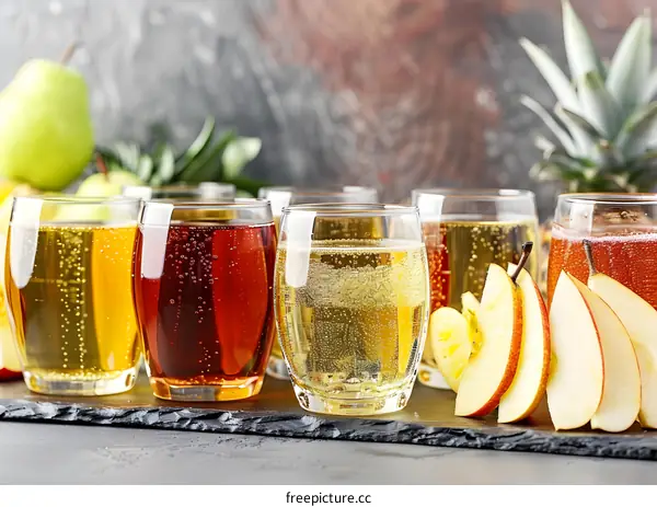 Sparkling Apple Cider With Sliced Apples and Pineapple