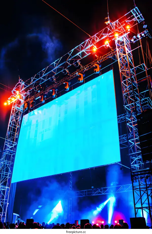 Large Screen Stage Setup with Lights and Crowd