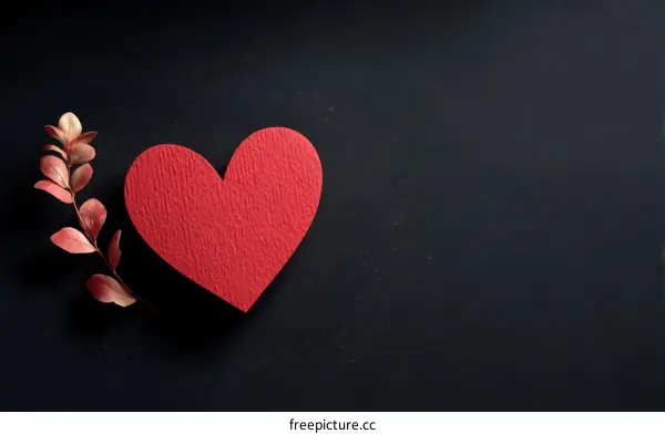 Red Heart Shape Illustration with Decorative Branch