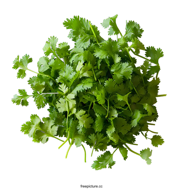[Transparent Background PNG]Cilantro leaves isolated on white background