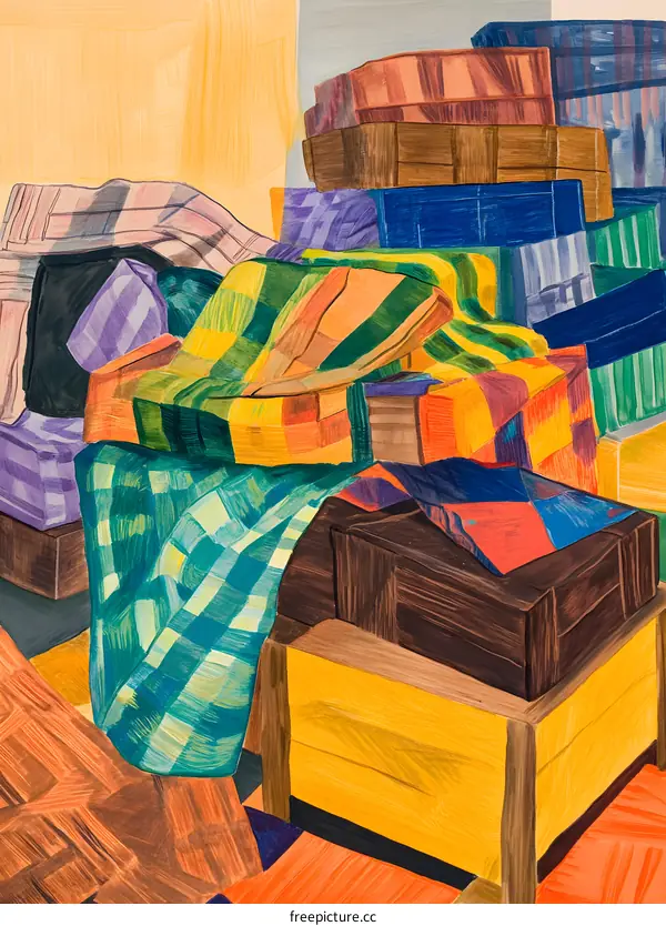 Abstract Art Painting of Colorful Geometric Shapes