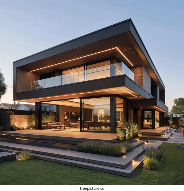Black Modern House with Ample Windows