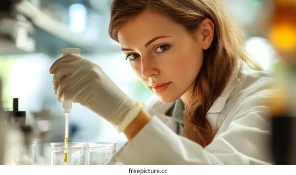Focused Scientist Conducting Experiment in Laboratory