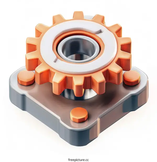 3D illustration of an orange gear