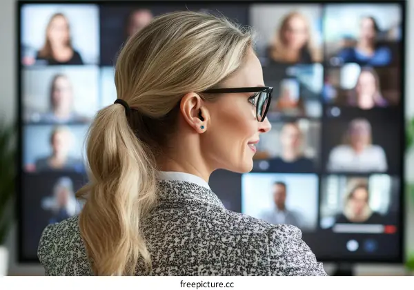 Woman in Business Video Conference Meeting