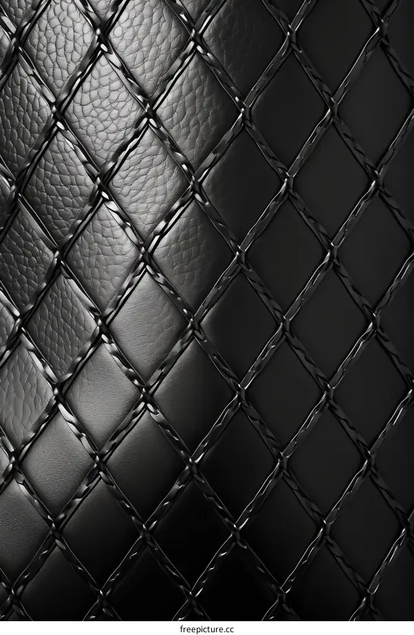 Black leather with silver chain link pattern