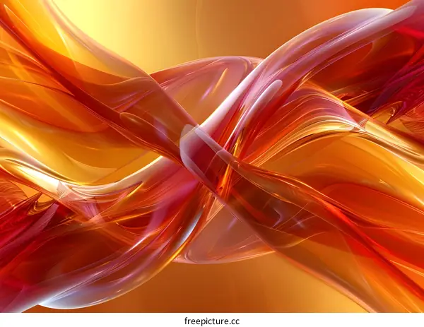 Abstract 3D rendering of intertwined orange and red shapes