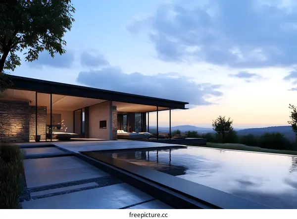 Modern House with Infinity Pool and Mountain View