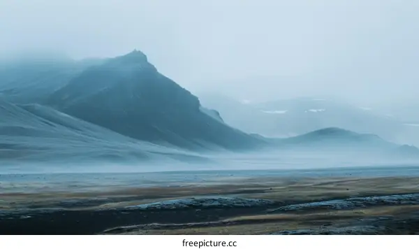 Icelandic Mountains: A Foggy Landscape