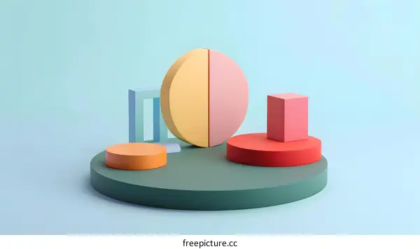 Abstract Colorful 3D Geometric Shapes Render