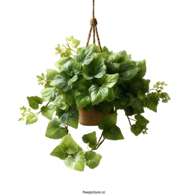 [Transparent Background PNG]Hanging Artificial Ivy Plant in Basket
