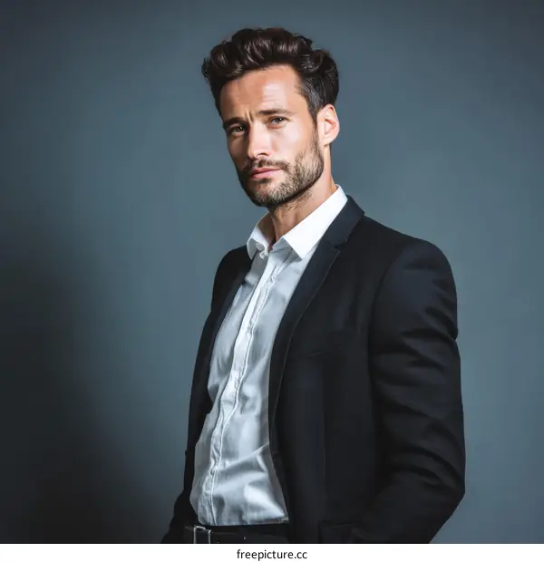 Handsome Caucasian Man in Formal Wear