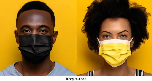 African American and Black Woman Wearing Protective Face Masks