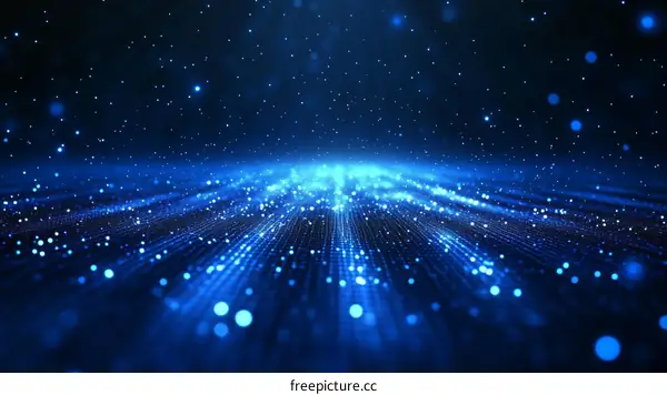 Abstract Digital Blue Particles Background