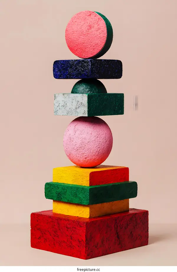 Abstract Colorful Geometric Shapes Sculpture
