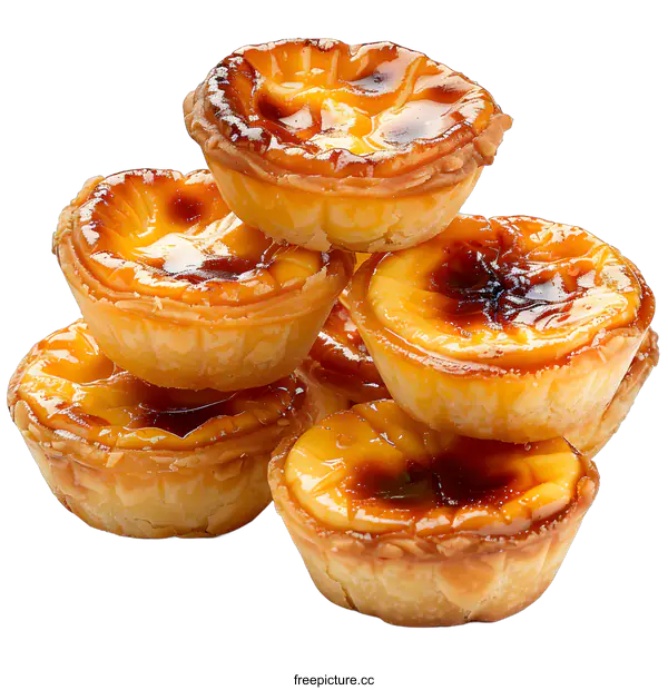 [Transparent Background PNG]Stack of freshly baked egg tarts