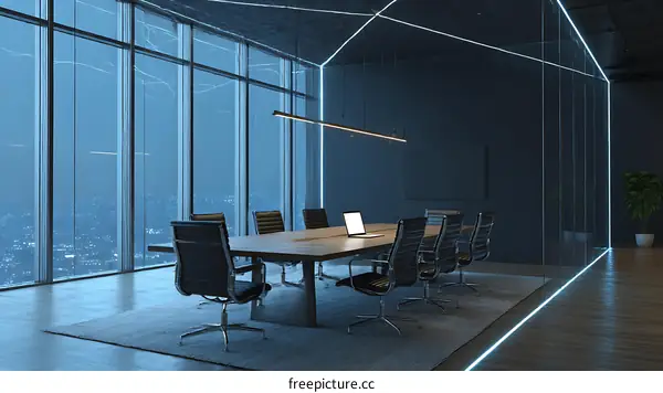 Modern Night City Conference Room