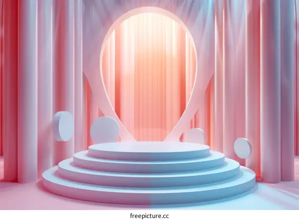Abstract Minimalist Pink and Blue 3D Background with Circular Platform