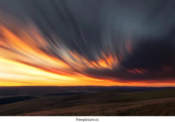 Golden Sunset Sky With Long Exposure Clouds
