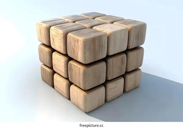 Wooden Block Cube Abstract Design