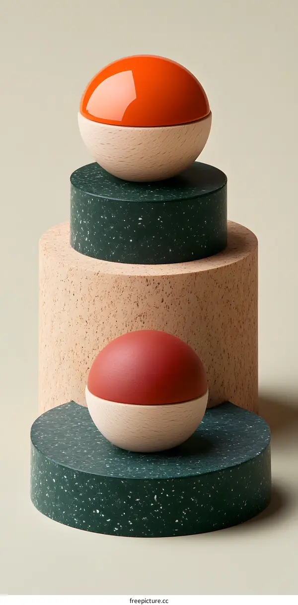 Abstract Minimalist Composition With Two Colored Balls