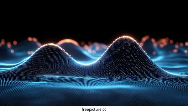 Abstract Digital Waves in Blue and Orange