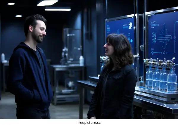 Modern Technology Industrial Laboratory Interior with Two People