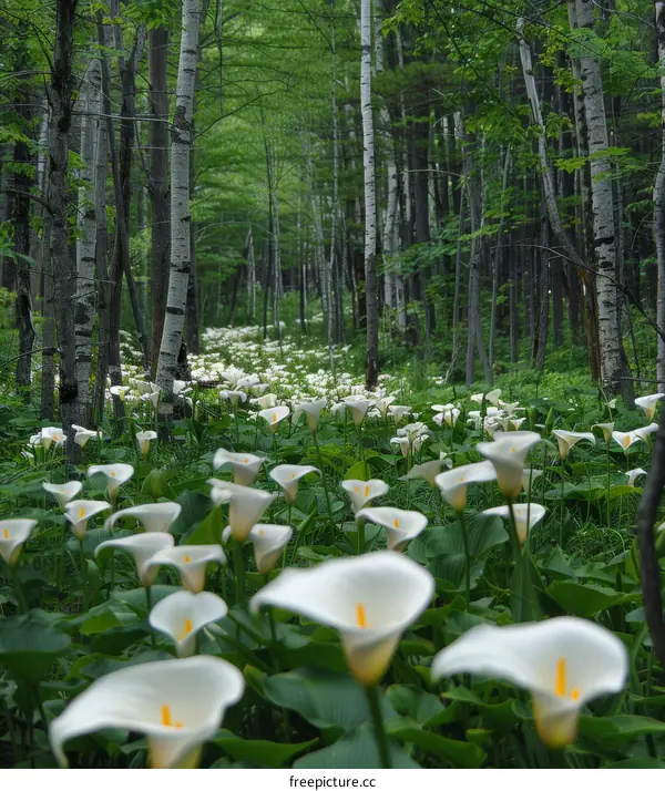 White Calla Lily in Forest