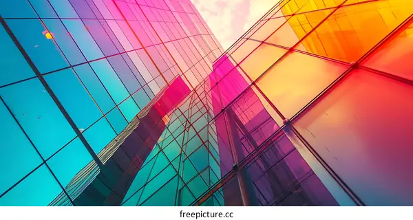 Colorful Glass Facade of Modern Buildings