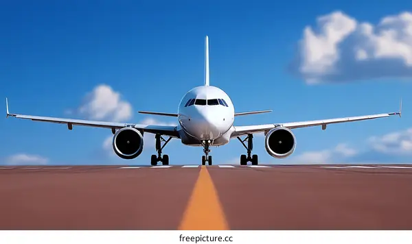 Airplane on Runway under Clear Sky