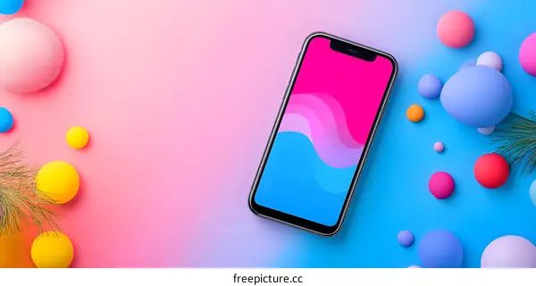 Modern Smartphone with Colorful Abstract Background