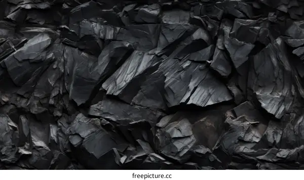 Black and Fractured Rock Surface