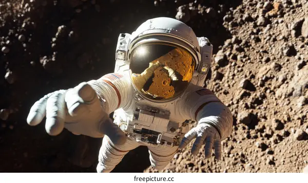 Astronaut in Space Suit Reaching Out
