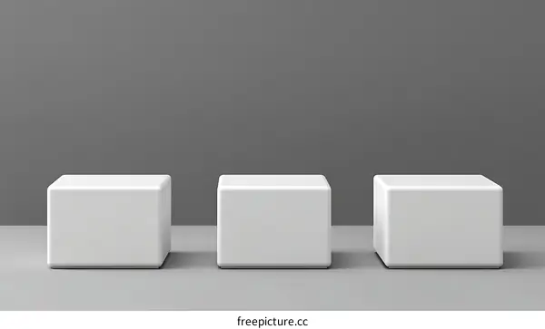 Three White Cubic Display Stands