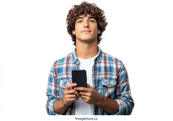 Young Caucasian Man Using Smartphone