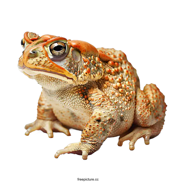 [Transparent Background PNG]A large orange toad sits on a white background