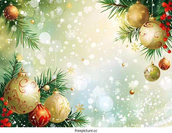 Christmas background with hanging ornaments