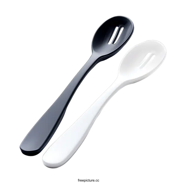 [Transparent Background PNG]Black and White Plastic Spoons