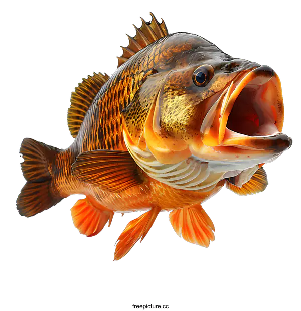 [Transparent Background PNG]A largemouth bass fish with its mouth open