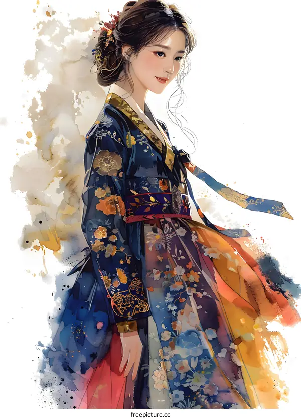 A beautiful Korean woman in traditional dress