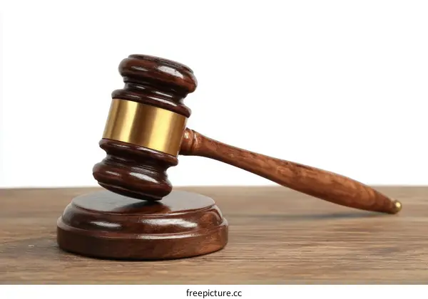 Wooden Gavel on a Wooden Tabletop