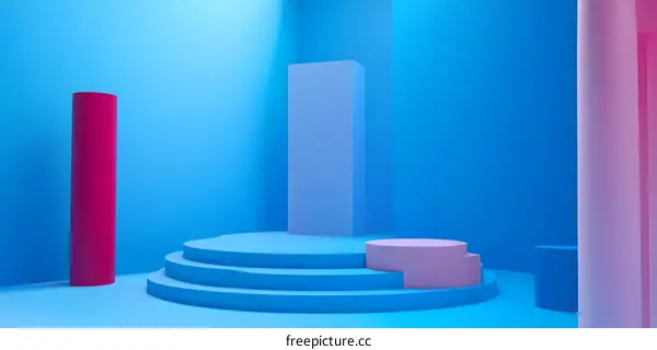 Abstract Blue and Pink 3D Rendered Geometric Shapes